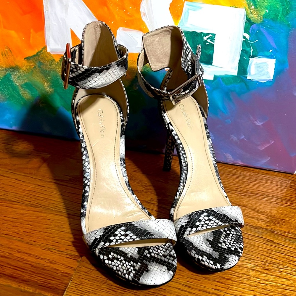 Calvin Klein Vivian Snakeskin Sandals